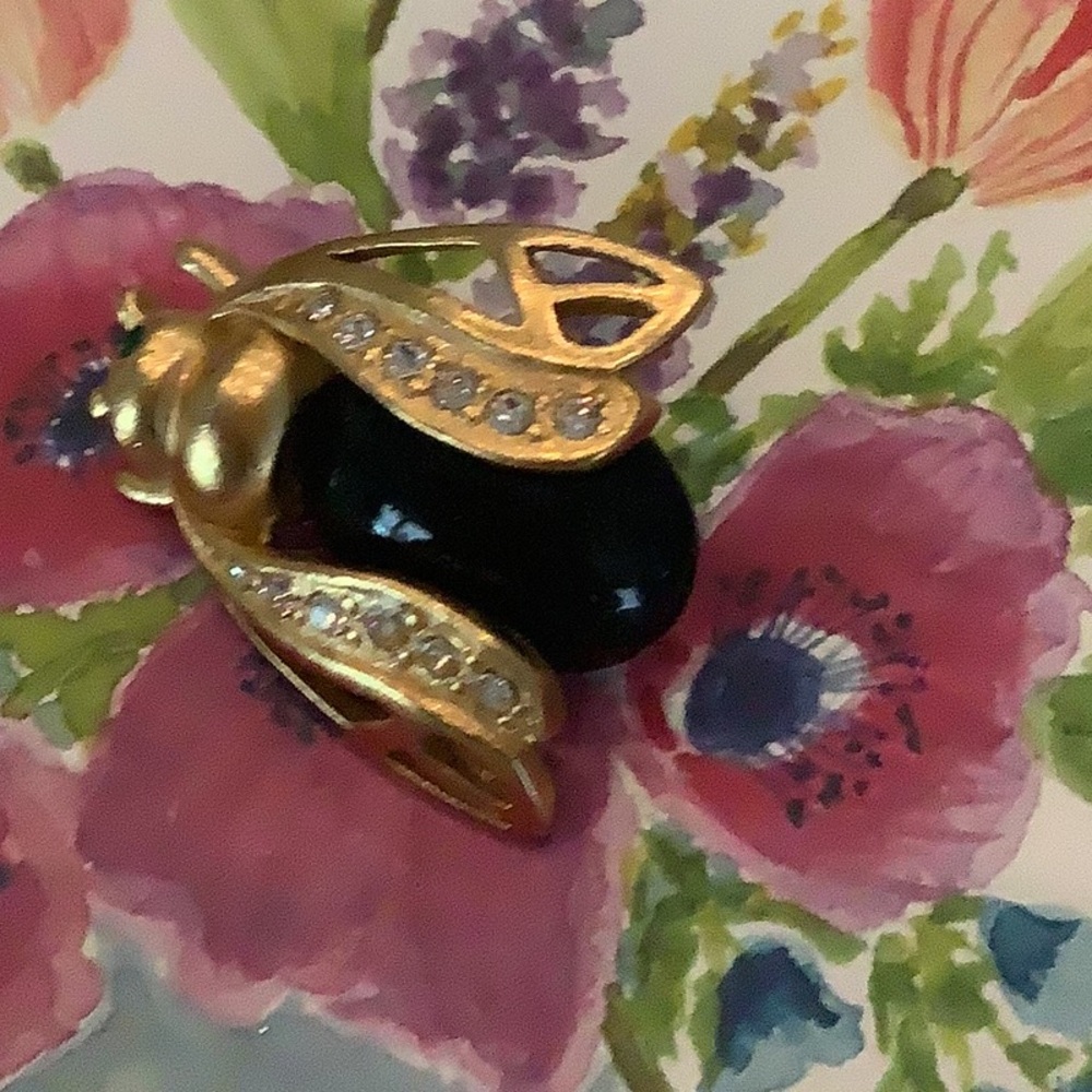 Vintage “Carolee” Rhinestone Fly Bug Brooch, Signed “Carolee”